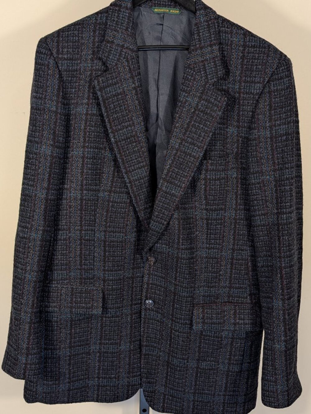 Colours by Alexander Julian 100% Wool Plaid Tweed-Style Sport Coat | 42T